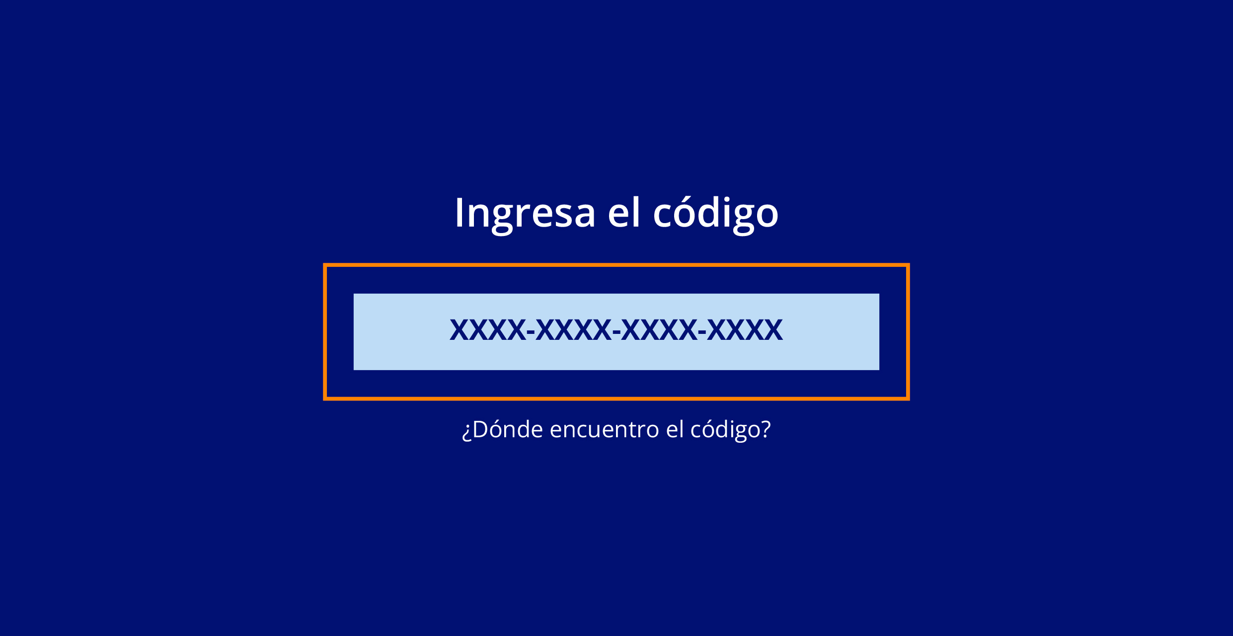 Pantalla ingreso de código